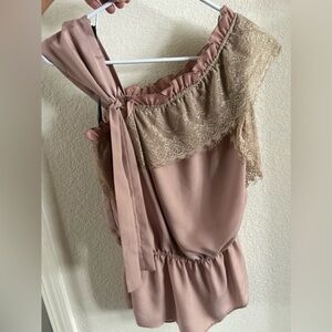 Very J sleeveless top , lace accent gives it a romantic unique look